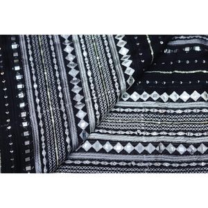 Triloki Stripe <b>Embroidery</b> Georgette Fabric Black Metallic Woven Apparel Dress <b>Material</b> By The Yard Tkfab02 008 - Product Image 4
