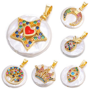 Dijes de Perlas de Concha con Patrón de Campana Navideña y Cristales Multicolores Micro Pavé <span class=keywords><strong>para</strong></span> la Creación de Joyería de Moda - Product Image 6