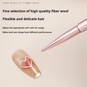 Pinceaux à ongles de haute qualité en promotion avec manche métallique double extrémité blanc et or rose, pour gel UV, liner, en nylon - Product Image 3