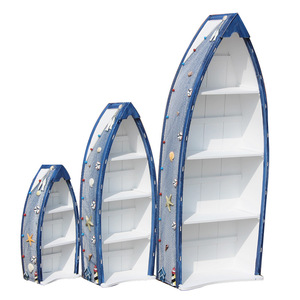 Mediterranean Boat Shaped <b>Cabinet</b> Set 3 Piece Wood Storage Living Room Furniture - Product Image 5