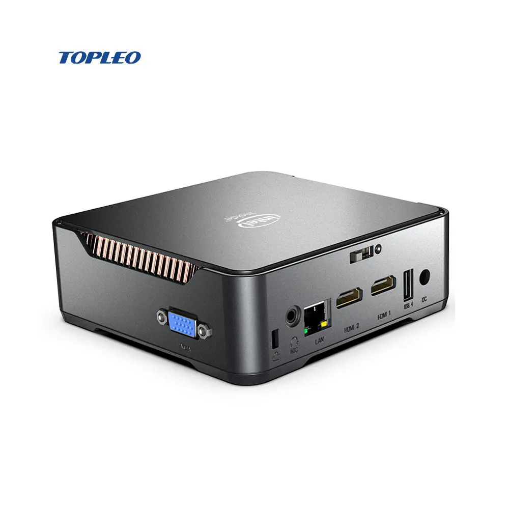 Topleo i9 portable fanless pc Intel Celeron J4125 quad core dual lan Gaming Mini desktop computer
