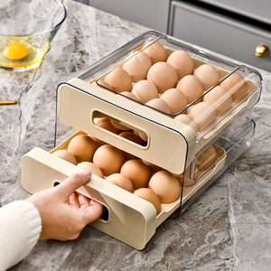 <b>Egg</b> Storage Box Stackable Drawer Style With Lid Refrigerator Safe Food Grade <b>Plastic</b> Kitchen <b>Egg</b> Tray - Product Image 4