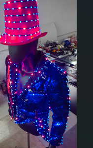 Combinaison lumineuse LED couleur pleine <span class=keywords><strong>pour</strong></span> hommes |   Veste LED à télécommande IC <span class=keywords><strong>pour</strong></span> bar, animateur, mariage et spectacle sur scène - Product Image 4