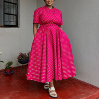 Robe longue d'été décontractée à pois, col en V, taille empire, plissée, coupe trapèze, grande taille