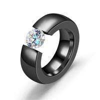 Vente en gros bijoux en acier inoxydable 316 avec anneau en diamant plusieurs couleurs jamais rouillé réglage de Tension diamant 8mm de large bagues pour femmes