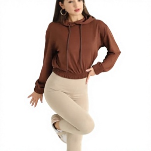 Sweat-shirt à capuche pour femme Ever Glow, manches longues, couleur unie, respirant, tricoté, style décontracté automne, noir, logo sur le devant - Product Image 1