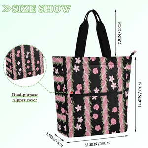 Bolsa de Libros con Diseño Hawaiano de Puakenikeni, Bolsas de Hombro Reutilizables, Bolsa de Compras de Gran Capacidad para Libros Escolares - Product Image 2