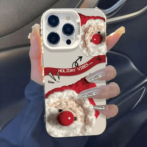 เคสโทรศัพท์ iPhone16ProMax ลายซานตาคลอสจมูกแดงสุดหรู พร้อมที่จับโทรศัพท์ น่ารัก ดีไซน์สร้างสรรค์ สำหรับรุ่น 13 และ 12 แบบแข็ง - Product Image 3