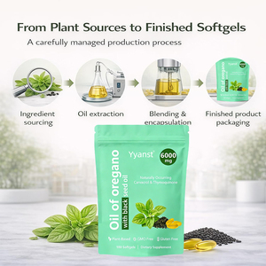 Cápsulas de Aceite de Semillas Negras y Orégano para Adultos OEM/ODM - Sin Gluten, a Base de Plantas, Bajas en Carbohidratos y Azúcar, Empaque Personalizable - Product Image 4