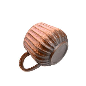 Tasse à café en céramique <span class=keywords><strong>rose</strong></span> à texture côtelée et glaçure dégradée, tasse <span class=keywords><strong>vintage</strong></span> artisanale - Product Image 5