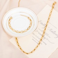 Ensemble de bijoux en acier inoxydable tendance, plaqué or PVD, bracelet à maillons losanges, collier pour femmes, cadeau de mariage ou de fiançailles