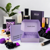 Boîte d'emballage personnalisée pour cosmétiques et soins de la peau, gaufrage, pelliculage mat, expédition, carton ondulé violet, crème pour le visage