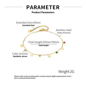 <span class=keywords><strong>Tobillera</strong></span> Minimalista Cristiana Goldix para Mujer, Acero Inoxidable con Dijes de Circonio Coloridos, Joyería Moderna para Fiestas de Verano en la Playa - Product Image 3