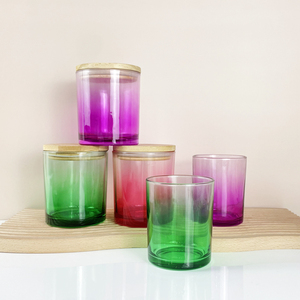 Aangepaste Gradiënt Kleur Oem Ronde 300Ml 10Oz Luxe Aangepaste Glazen Kaars Aromatherapie Potten Voor Zeven Dagen Gebed Met Glazen Deksel - Product Image 5