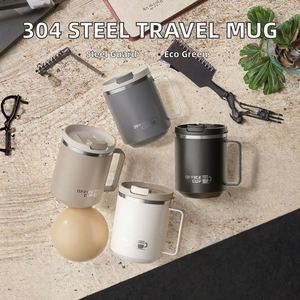 Custom Logo 400ml 500ml Stainless Steel <b>Travel</b> Mug with Handle Flip Lid Insulated Coffee Cup Wholesale Office <b>Gifts</b> - Product Image 2