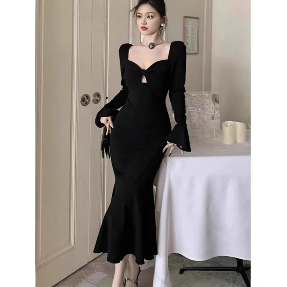 Sexy Long Fish Cut Dress Elegant Party Wear for Women