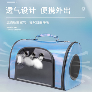 Pet Carrier <b>Backpack</b> Transparent PVC Foldable Portable <b>Cat</b> Dog Bag Laser Blue - Product Image 4