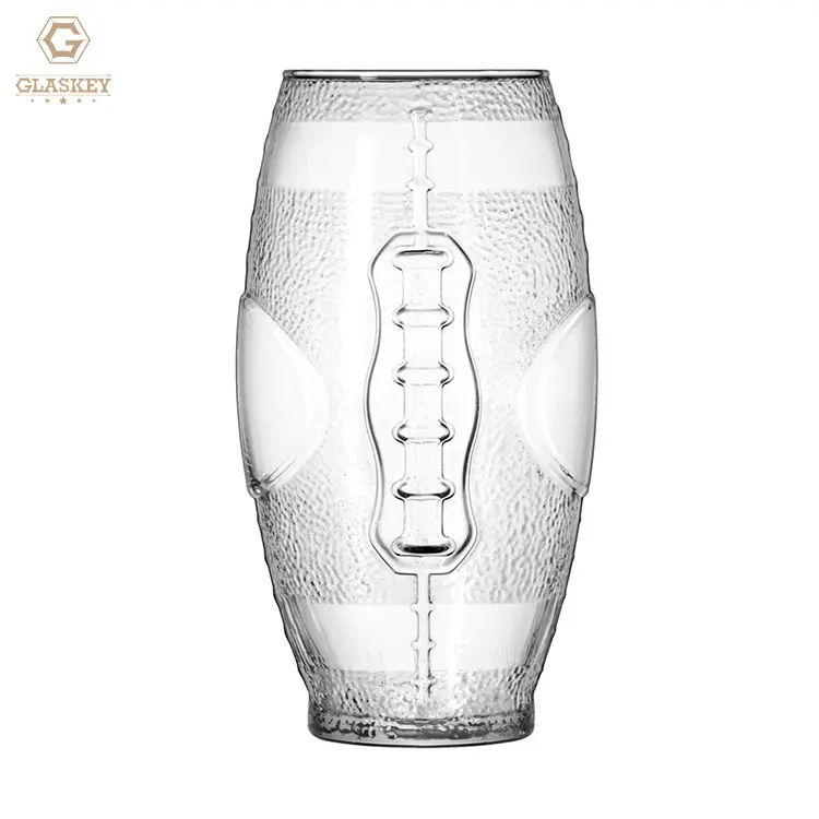 Şekilli bira kupası Rugby cam amerikan futbolu takımı cam özel Logo bira şişesi cam