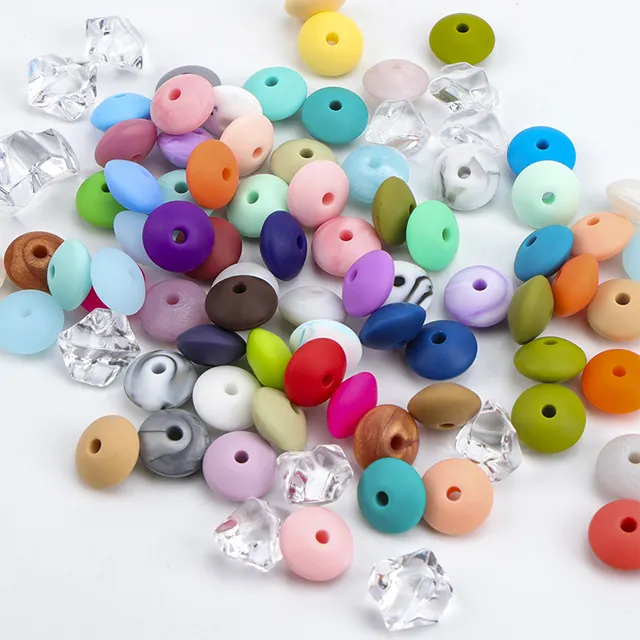 Großhandel 12mm Silikon Abacus lose Perlen Baby Kauen Zahnen Weiche Silikon Baby Perle für die Schmuck herstellung