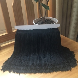 Vente en gros de franges en tissu polyester soyeux de 10 cm pour robe de mode - Product Image 3