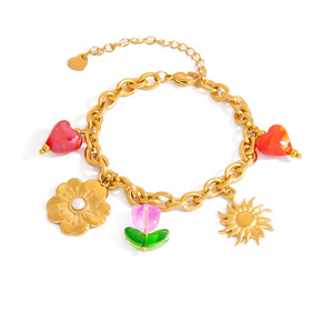 Fashion Charm <b>Bracelet</b> Gold Color <b>Flower</b> Sun Pendant Women's Jewelry Gift Yiwu Origin Model SL41505 - Product Image 5