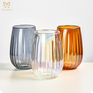 New Design Colorful Stripe Drinking Glasses Stemless <strong>Wine</strong> Glasses Milk Juice Water <strong>Tumbler</strong> - Product Image 5