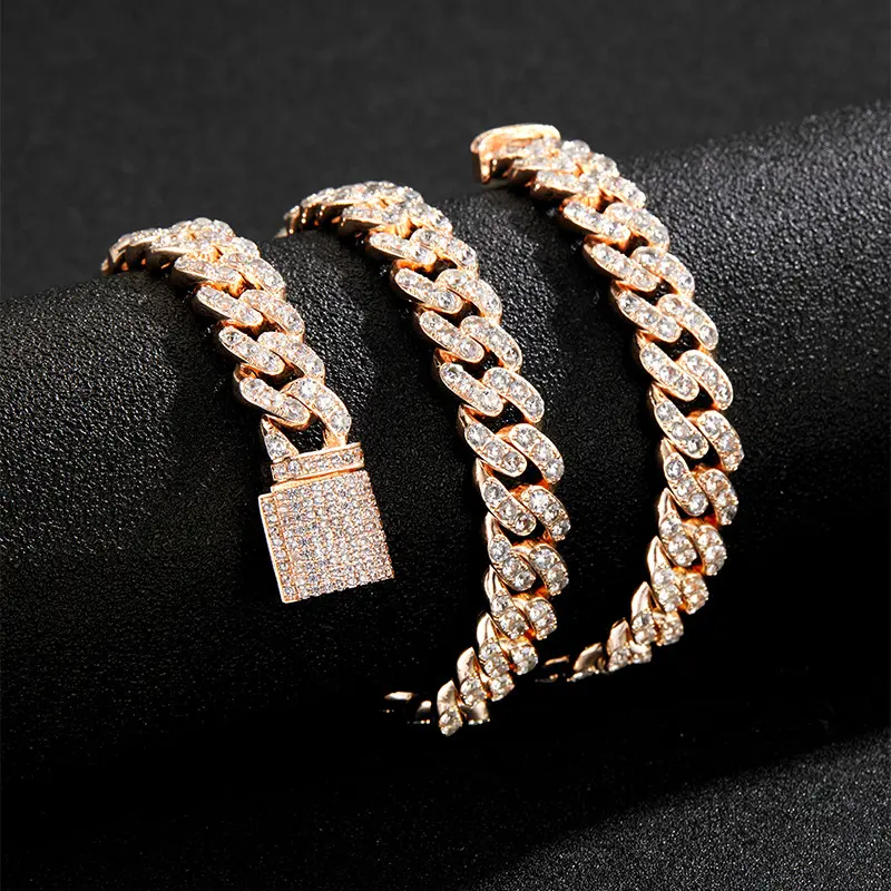 Hot Selling Design Frigid Wind Temperament Jewelry 11mm Diamond Cuban Chain For Men Necklace