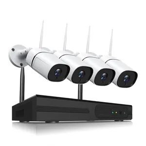 8チャンネルNVR4pcs1296P屋外家庭用監視IPカメラ双方向オーディオ3MPワイヤレスセキュリティカメラシステム