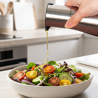 Distributeur d'huile en verre de 320 ml avec bec verseur en acier inoxydable, bouteille rechargeable pour huile de cuisson, vinaigre, sauce soja, récipient à condiments de cuisine