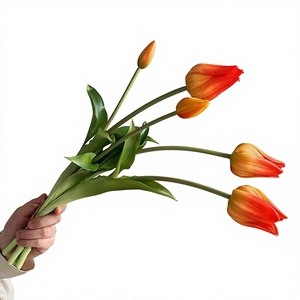 Fleurs artificielles en plastique souple de haute qualité en forme de pêche, décorations de fleurs artificielles haut de gamme, accessoires photo pour salon - Product Image 1