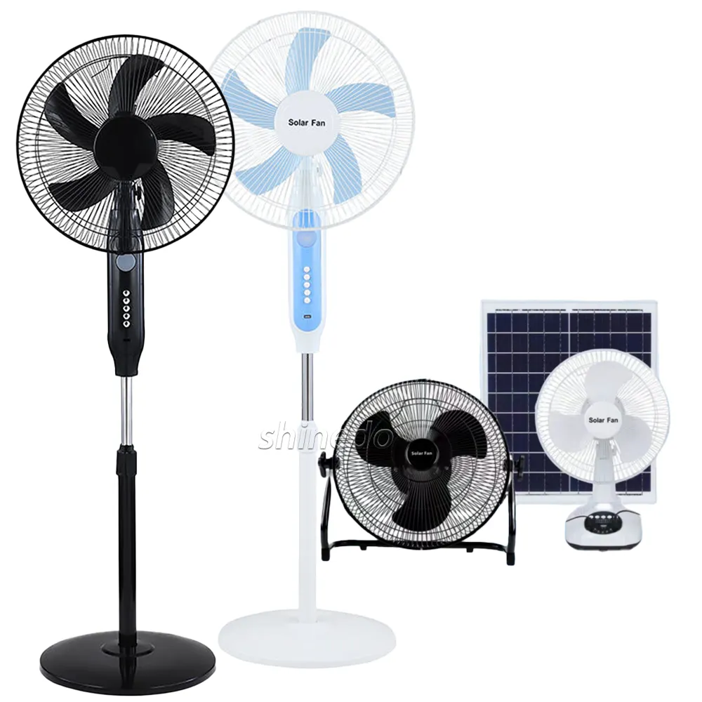 Şarj edilebilir ayakta fan kat güneş fanı dahili lityum pil ve USB güneş şarj edilebilir fan