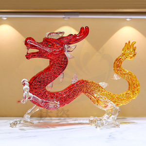 Adorno de dragón de cristal, cristal artificial, colección de colores rojo y dorado, decoración para el Año Nuevo Chino, regalo del Festival de Primavera - Product Image 2