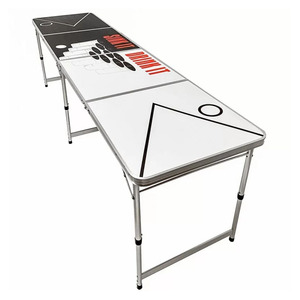 Personalizado 8 pies de largo de aluminio plegable diseño moderno portátil muebles de exterior fácil de llevar para juegos de fiesta cerveza Pong mesa de juego - Product Image 1