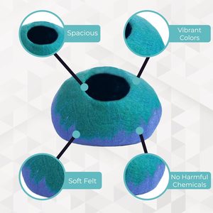 Accesorio de cama para mascotas de fieltro y lana respetuoso con el medio ambiente, <span class=keywords><strong>cueva</strong></span> natural 100%, nido para mascotas, <span class=keywords><strong>casa</strong></span> para gatos - Product Image 3