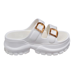 Summer Fashion Round Toe Leather Platform Heeled Sandals Height Increasing Casual Slides Slippers Slip-On Wedges Design - Product Image 5