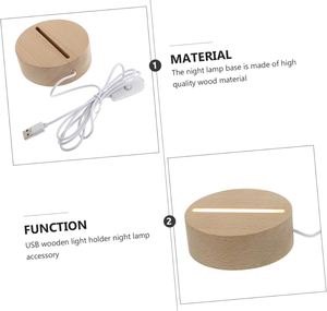 3D Illuminated LED Modern <b>Night</b> <b>Light</b> Solid Wood Lamp Base Oval Bamboo/Wood USB Powered Dimmable Warm White <b>Light</b> - Product Image 3
