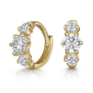 2025 fábrica al por mayor exquisita moda hermosa exquisita pequeña sólida 14K oro tres piedras CZ círculo pendientes - Product Image 5