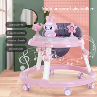 Déambulateur multifonction réglable anti-basculement et anti-jambes en O pour bébé, poussette pliable pour apprendre à marcher