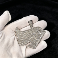 Breloque Lettre Graffiti Grande Taille 2,5 Pouces en Argent 925 avec Moissanite VVS Entièrement Pavée de Diamants, Compatible avec Chaîne de 10 mm