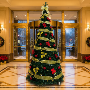 <span class=keywords><strong>Sapin</strong></span> <span class=keywords><strong>de</strong></span> <span class=keywords><strong>Noël</strong></span> pliable <span class=keywords><strong>pré</strong></span>-décoré en PVC <span class=keywords><strong>de</strong></span> haute qualité, écologique, avec base autoportante, lumières LED et décorations - Product Image 6