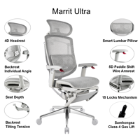 Chaise de bureau ergonomique en maille GTChair avec soutien lombaire, accoudoirs 5D brevetés, repose-pieds réglable et pivotant pour les bureaux d'entreprise