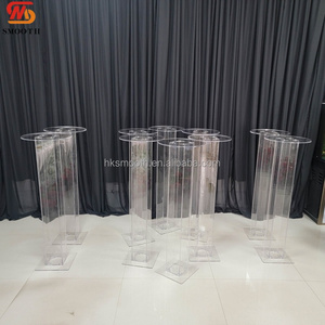 SMOOTH <b>Tall</b> Flower Stand Pillar Pedestal Transparent Acrylic Floral Plinth <b>Table</b> Centerpiece Event Decor - Product Image 2