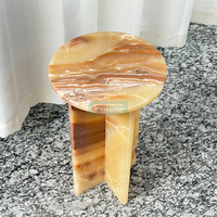 Table d'appoint multi-style 100% pierre naturelle de luxe moderne centre orange or design marbre onyx