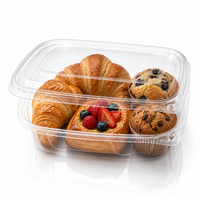 Boîte à charnières en PET transparent pour boulangerie, idéale pour les buffets de petit-déjeuner d'hôtel, croissants, muffins danois, traiteur, emballage à emporter, vente en gros, personnalisation OEM