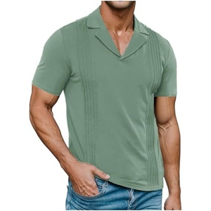Camisa de Manga Corta para Hombre, Deportiva, Transpirable, Corte Regular, Diseño con Flecos, Casual, Verano, con Cuello - Product Image 1