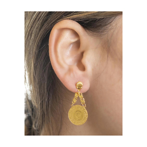 ต่างหูชุบทอง 22 กะรัต แบบห้อยประดับมุกน้ำจืดและเพชร วัสดุโรสโกลด์ เหมาะสำหรับงานแต่งงาน ของขวัญที่สมบูรณ์แบบ - Product Image 1