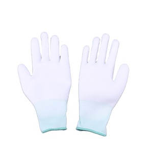 Guantes de trabajo de nailon, manguitos de mano de PU, 13 calibres, blancos - Product Image 1