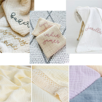 Broderie 100% mousseline coton couverture Boho glands 43x43 pouces unisexe bébé Swaddle couverture