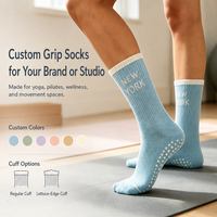 Chaussettes de yoga et de pilates personnalisées pour femmes, antidérapantes, mi-mollet, avec grip, en coton/spandex, pour le fitness, les sports et l'usage en intérieur