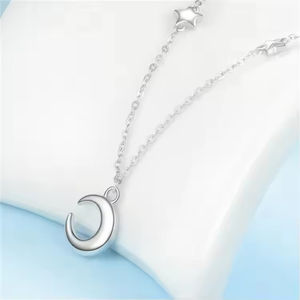 Gioielli dell'amicizia 925 collana pendente con stella della <span class=keywords><strong>luna</strong></span> in argento Sterling placcato in rodio della mappa del mondo - Product Image 2